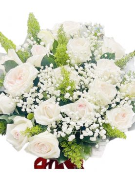 One Dozen of Elegant Long Stem White Rose Bouquet