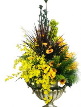 Golden Sunflowers in designer Charm Vase