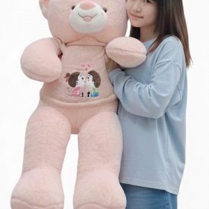 30-Inch Giant Pink Teddy Bear Plush with Sweater